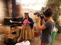 Visual anthropologist Martha-Cecilia Dietrich Ortega at work in the Peruvian Andes © Andy Lawrence